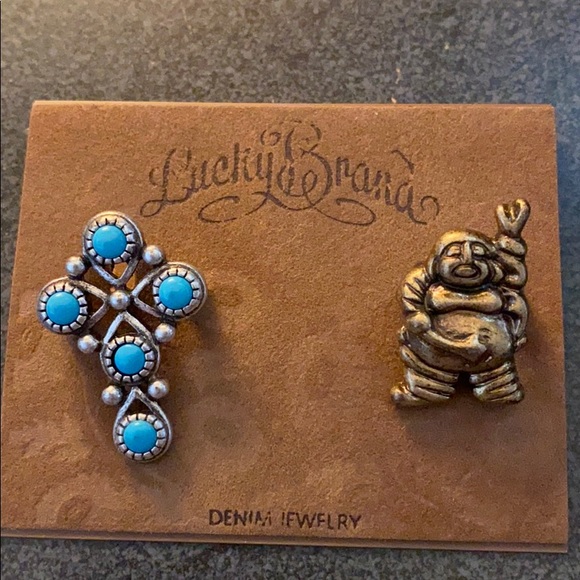Lucky Brand Jewelry - NEW Buddha/turquoise hippie cross pins Lucky Brand
